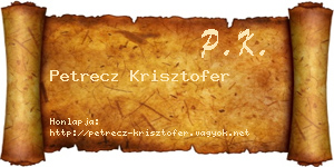 Petrecz Krisztofer névjegykártya